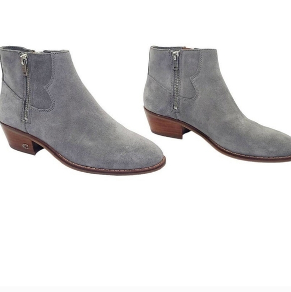 Coach Dani Ankle Bootie double zipper gray suede leather size 38.5 US 8 - Picture 14 of 15